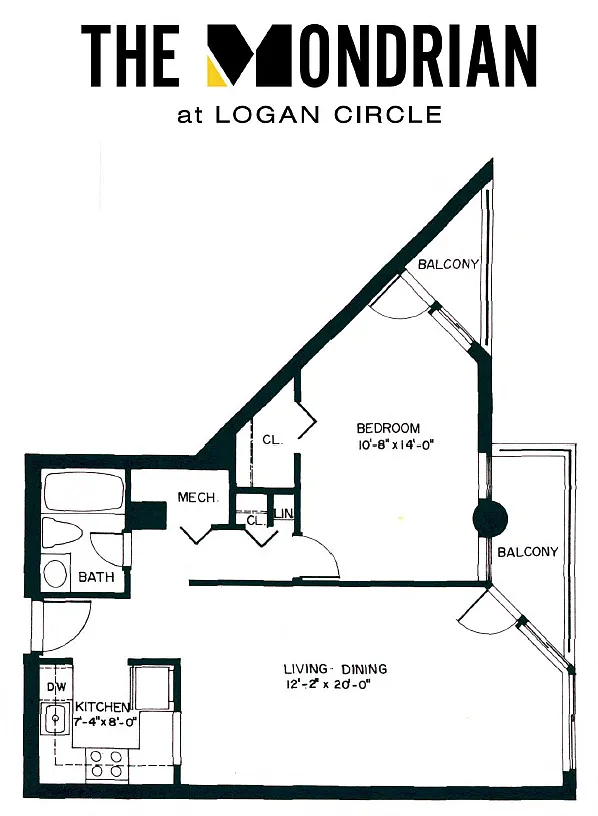 Floor plan 1 Bed 1 Bath