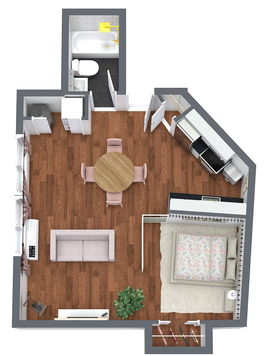 Floor plan Studio, 1 Bath