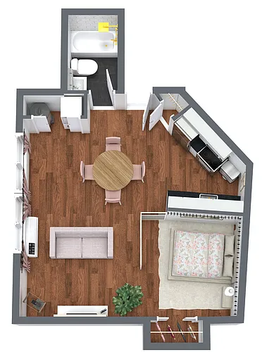 Floor plan Studio, 1 Bath