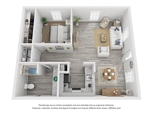 Floor plan 1x1F Luxury Rehab 770 sq ft