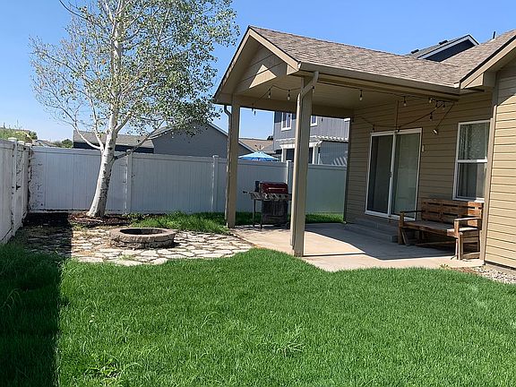 Back patio and fireplace