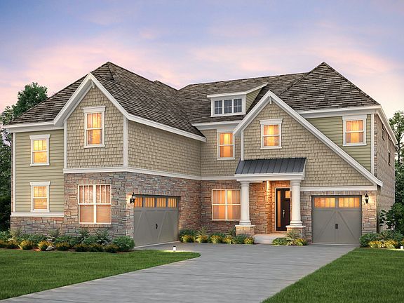 Stonegate Exterior 4 features stone, siding, shakes and covered front door