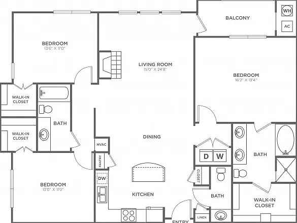 3 Bedroom 2 Bath (1,521 SF) 3 Bedroom 2 Bath (1,521 SF)