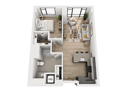 Floor plan One Bedroom A1AJ