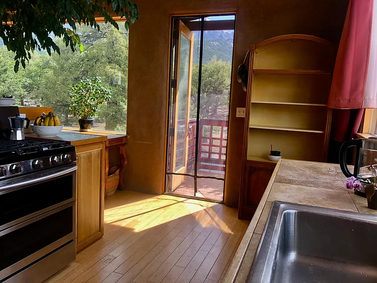 balcony door upstairs off kitchen