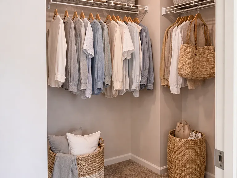 Staged master closet