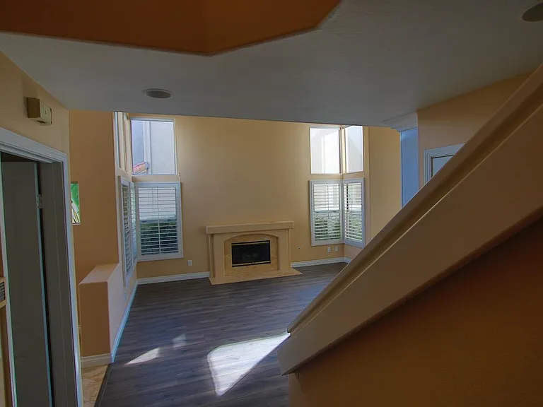 View of living room from stairs