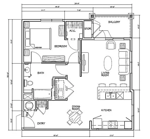 Floor plan 1 Bed 1 Bath