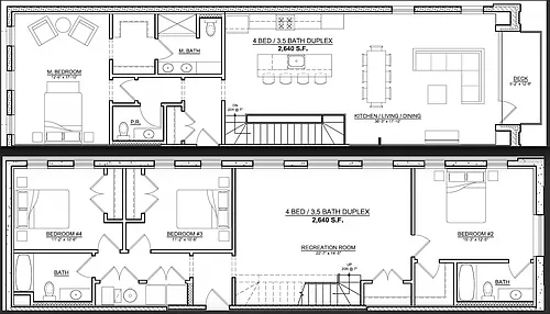 Floor plan 4 Bedroom - 3.5 Bathroom Duplex