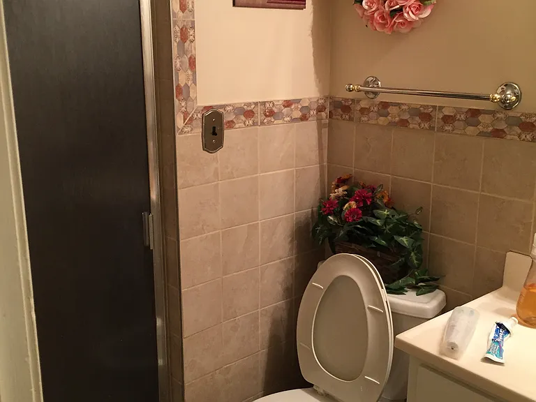 downstairs bathroom with furnishings