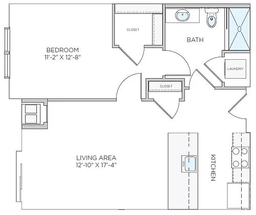 Floor plan 1 Bed/1 Bath-A2