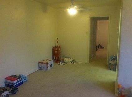 Living Room. Kitchen on Right; Hallway with Closet (L), Bedr
