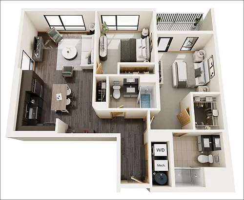 Floor plan 2 Bed / 2 Bath 1093 sq ft Dogwood