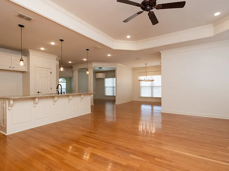 living room with the breakfast nook and dining or sitting room.