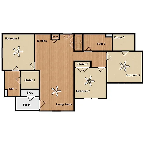 Floor plan Three Bedrooms