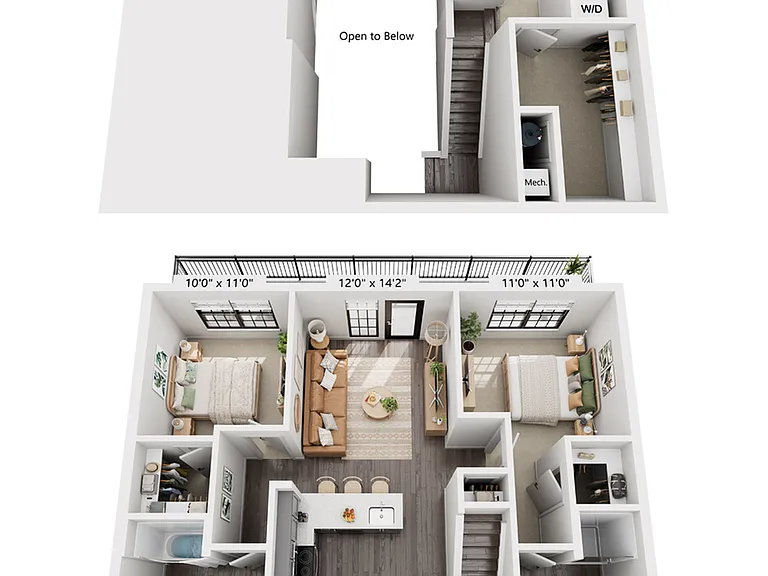 2-Bedroom 2-Bath w/ Loft | 1,350 sqft 2-Bedroom 2-Bath w/ Loft | 1,350 sqft