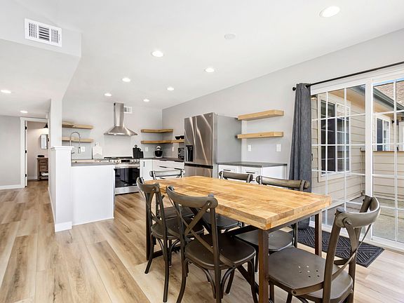 Dining room, kitchen and hallway