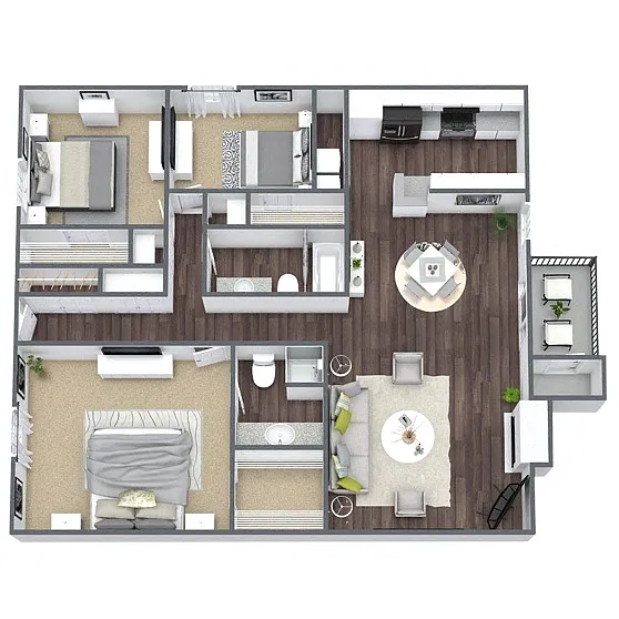 Floor plan C2: 3 Bed 2 Bath
