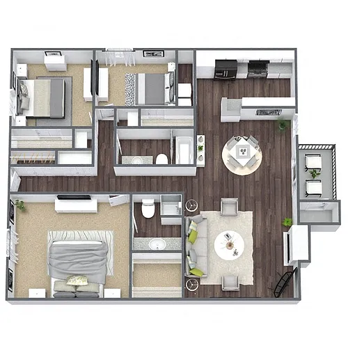 Floor plan C2: 3 Bed 2 Bath