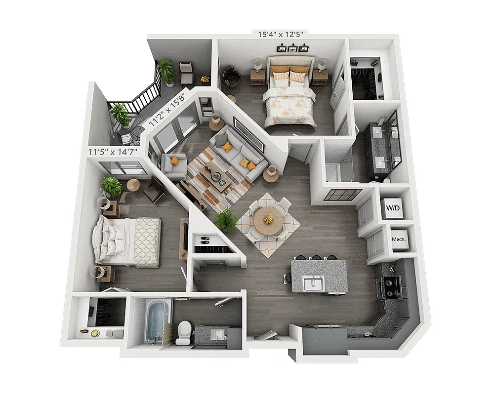 Floor plan Two Bedroom B2J-II
