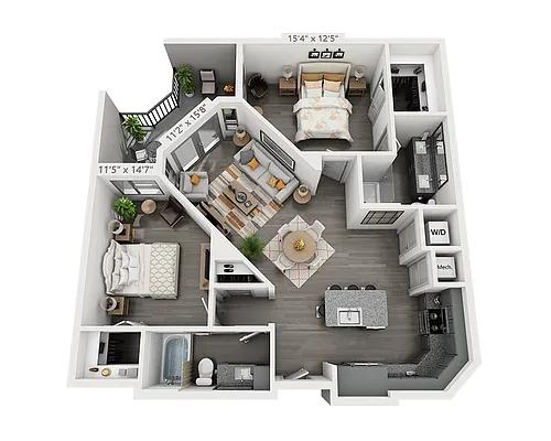 Floor plan Two Bedroom B2J-II
