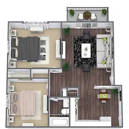 Floor plan B2: 2 Bed 1 Bath