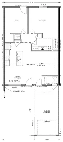 Floor plan West Side 2 beds