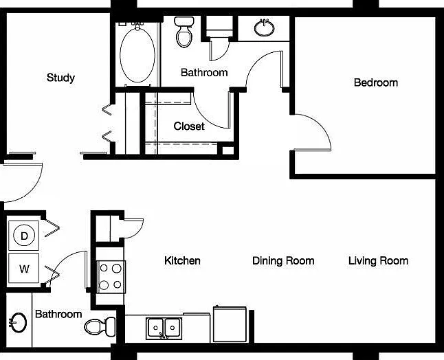Gallery At Turtle Creek - A2 - 1 Beds - 1 Baths - 908 Sq. ft.