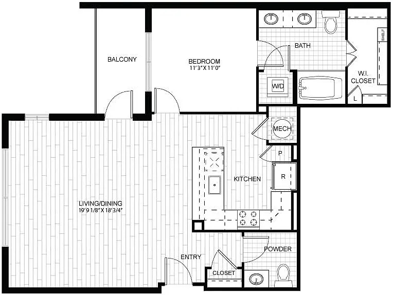 Floor plan 1 Bed/1.5 Bath-F.A06