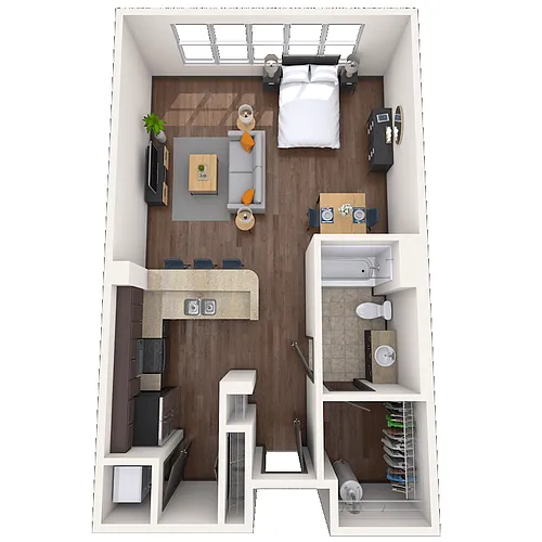 Floor plan Studio 0x1 509-566 SF