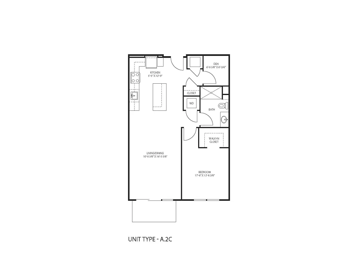 Floor plan A2C One Bedroom One Bathroom