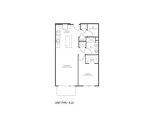 Floor plan A2C One Bedroom One Bathroom