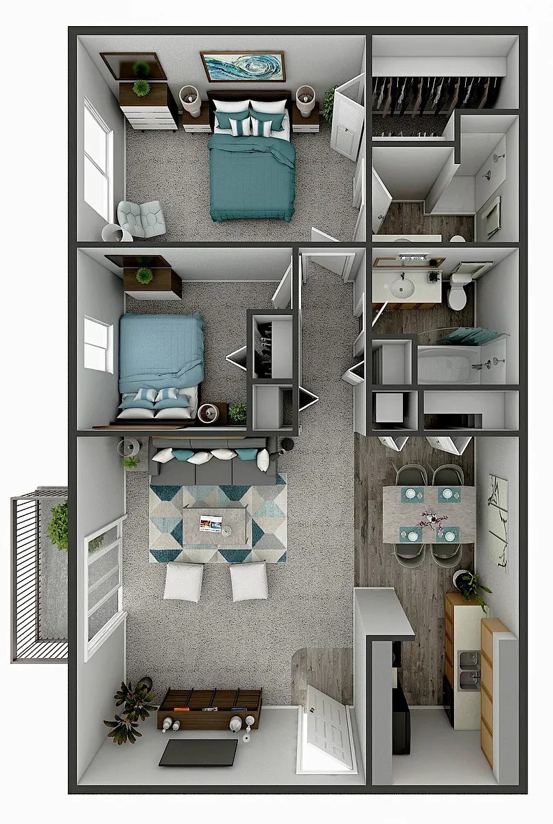 Floor plan 2 Bedroom 2 Bath G
