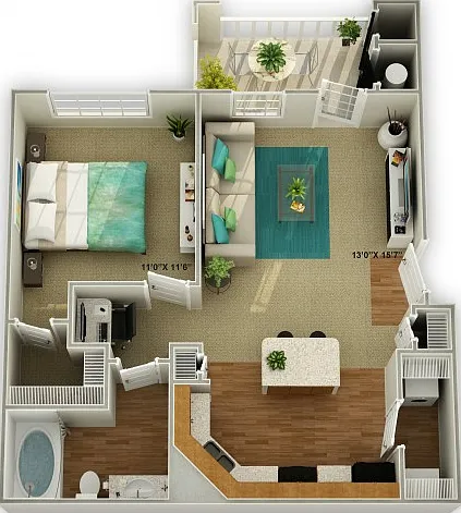 The Ridgecrest One Bedroom Floor Plan The Ridgecrest One Bedroom Floor Plan