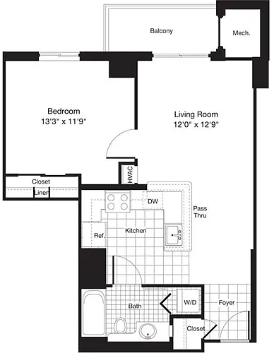 Floor plan 1 Bedroom D