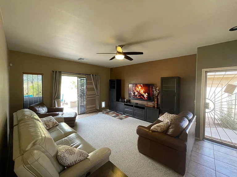 Living room . Plenty of room for a couch and loveseat and entertainment center