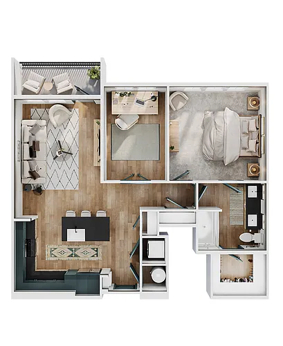 Floor plan A5 (1 Bed+Den)