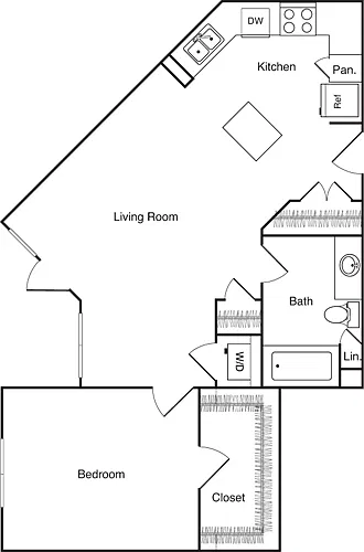 Floor plan One Bedroom - B