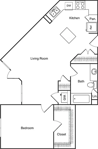 Floor plan One Bedroom - B