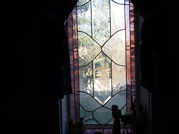 Stain glass window in bath