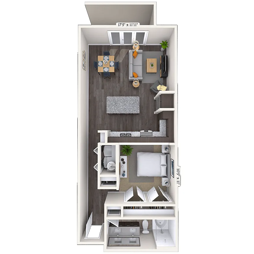 Floor plan Traditional 1x1 749-982 SF
