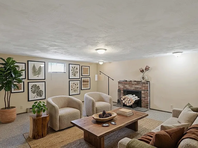 Large family room with fireplace