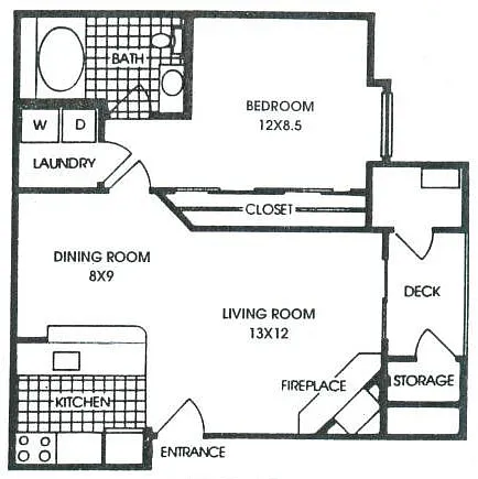 Floor plan Masters Club 1 Bedroom 1 Bath