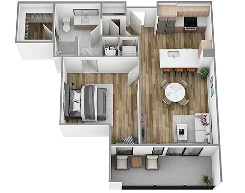 Floor plan B | 1 Bed | 1 Bath