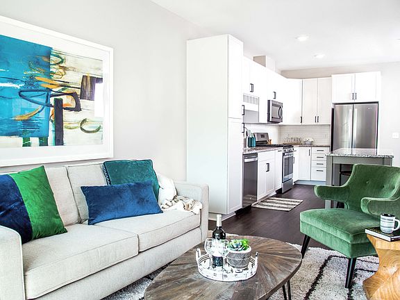 One-Bedroom Apartment Living Room and Kitchen