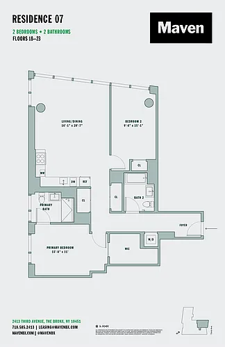 Floor plan 2 Bed/2 Bath-B4