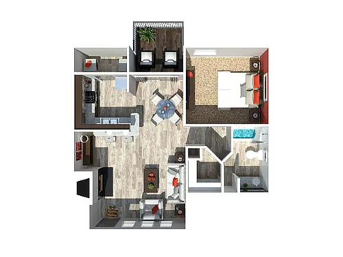 Floor plan 1 Bedroom 1 Bath