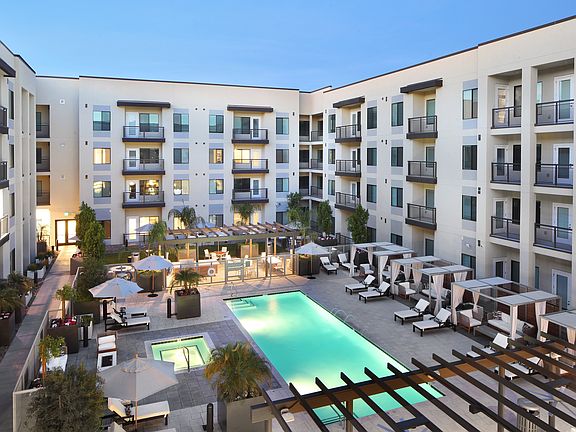 Aerial View of Apartments and Pool Area