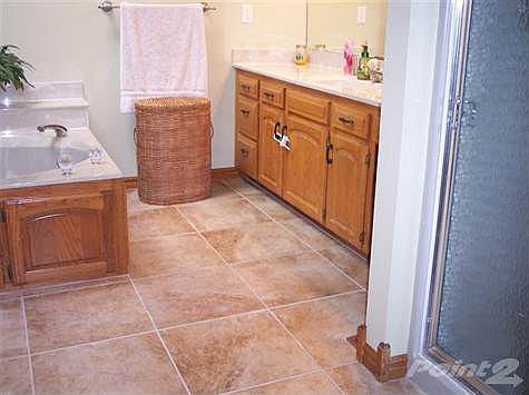 New ceramic tile in Master Bath with updated paint.