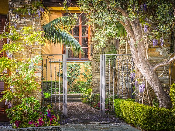Front gate with wisteria